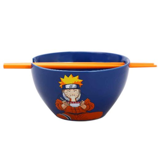 Picture of Naruto Character Pose 20 oz. Ceramic Ramen Bowl with Chopsticks