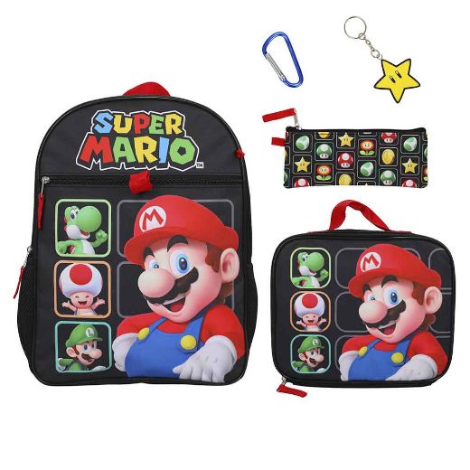 Picture of Super Mario Youth 5 pc Backpack Set
