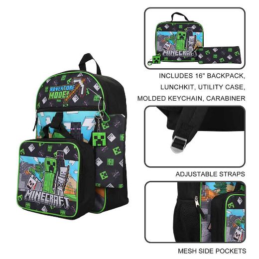 Picture of Minecraft Adventure Mode 5 pc Youth Backpack Set