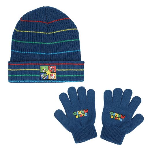 Picture of Super Mario Striped Beanie & Glove Combo