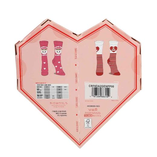Picture of Bioworld Valentine's Day 2 Pair Women's Crew Heart Shaped Box Set