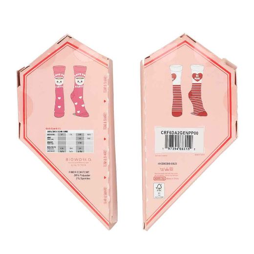 Picture of Bioworld Valentine's Day 2 Pair Women's Crew Heart Shaped Box Set