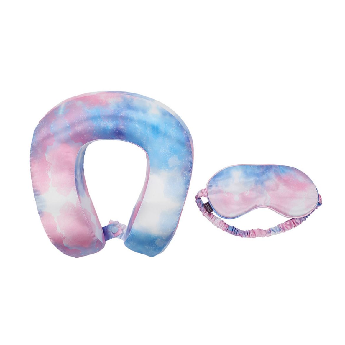 Picture of Bioworld Tie Dye Satin Neck Pillow & Eye Mask Travel Set