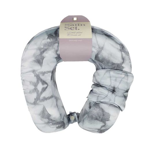 Picture of Bioworld Marbled Satin Neck Pillow & Eye Mask Travel Set