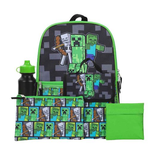 Picture of Minecraft Character 5 pc Youth Backpack Set