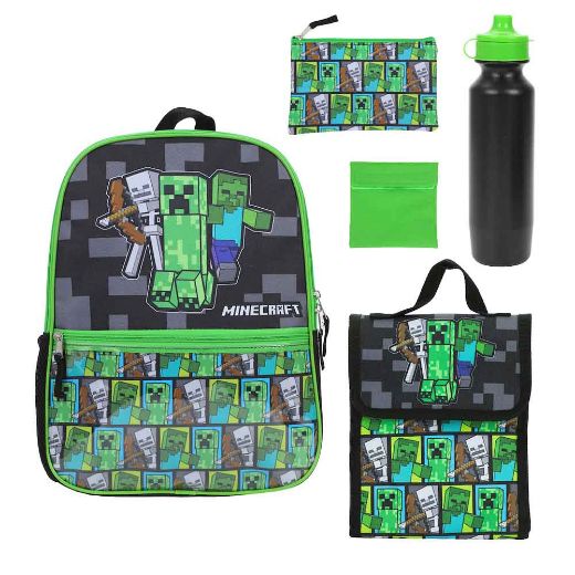 Picture of Minecraft Character 5 pc Youth Backpack Set