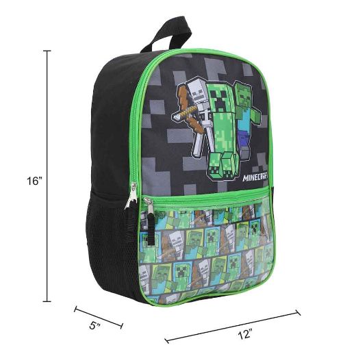 Picture of Minecraft Character 5 pc Youth Backpack Set
