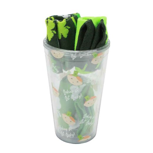 Picture of St. Patrick's Born Lucky 3 Pair Youth Crew Socks & Travel Cup Set