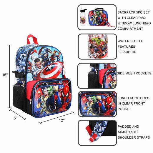 Picture of Marvel Avengers Youth 5 pc Backpack Set