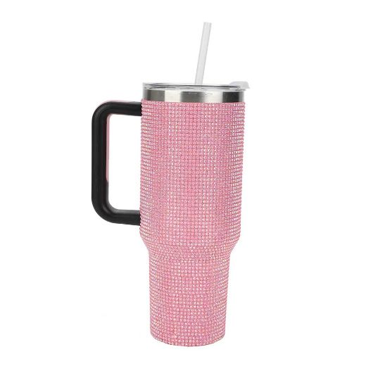 Picture of Bioworld Pink Rhinestone 40 oz. Stainless Steel Tumbler