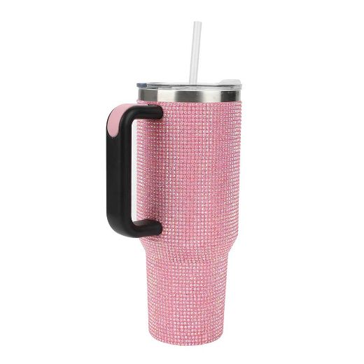 Picture of Bioworld Pink Rhinestone 40 oz. Stainless Steel Tumbler