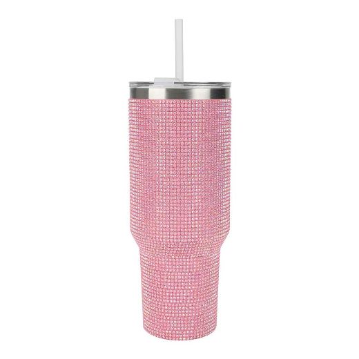 Picture of Bioworld Pink Rhinestone 40 oz. Stainless Steel Tumbler
