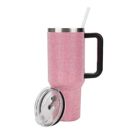 Picture of Bioworld Pink Rhinestone 40 oz. Stainless Steel Tumbler