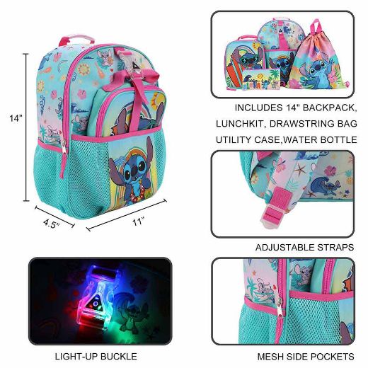 Picture of Disney Stitch Light Up Buckle 4 pc Toddler Backpack Set