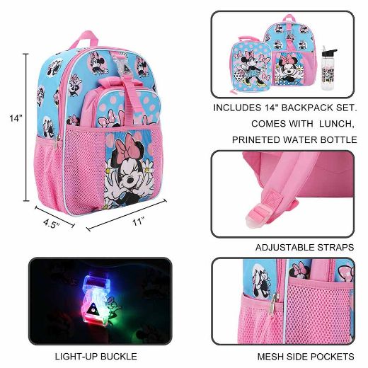 Picture of Disney Minnie Mouse Light Up Buckle 3 pc Toddler Backpack Set