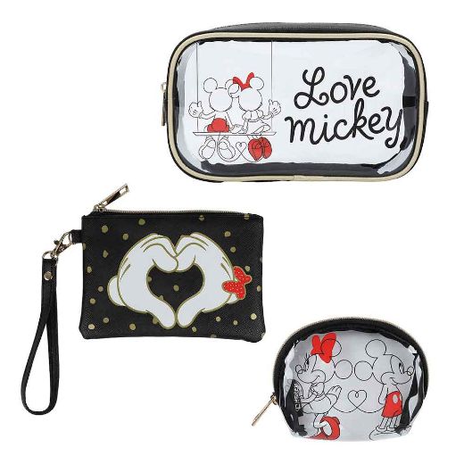 Picture of Disney Mickey & Minnie Love Travel Cosmetic Bags - Set of 3