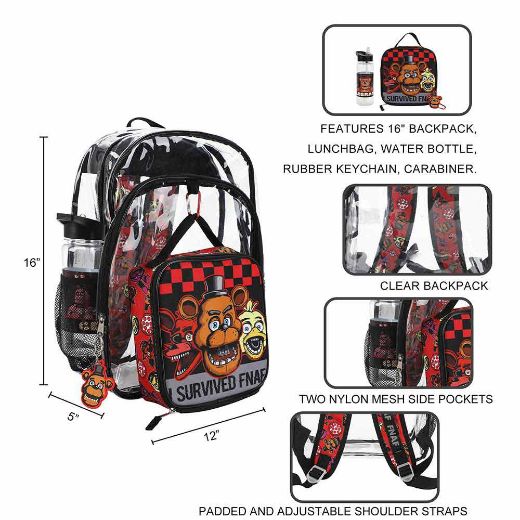 Picture of Five Nights at Freddy's Youth 5 pc Clear Backpack Set