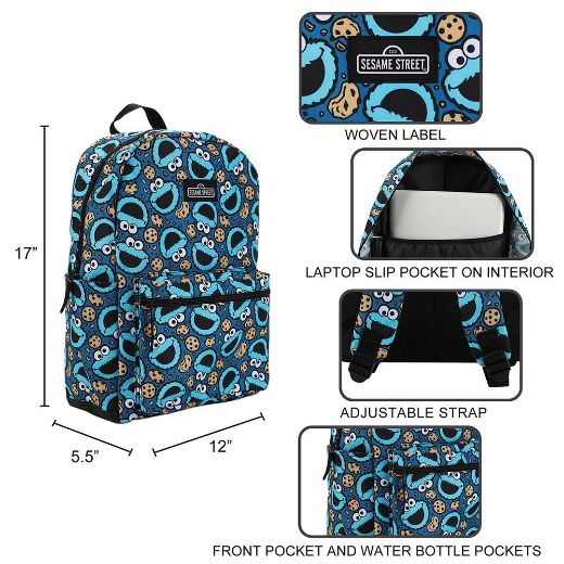 Picture of Sesame Street Cookie Monster AOP Backpack
