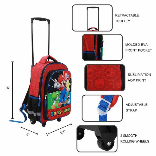 Picture of Super Mario Youth Rolling Backpack