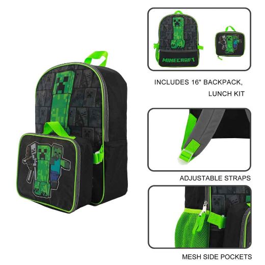 Picture of Minecraft Creeper Backpack with Lunch Tote
