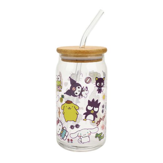 Picture of Hello Kitty & Friends 15 oz. Glass Bamboo Tumbler