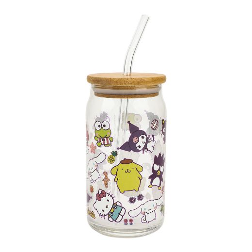 Picture of Hello Kitty & Friends 15 oz. Glass Bamboo Tumbler