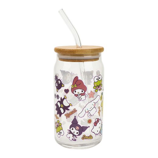 Picture of Hello Kitty & Friends 15 oz. Glass Bamboo Tumbler