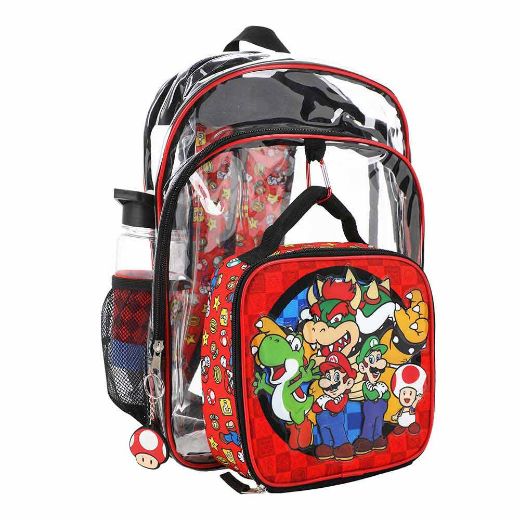 Picture of Super Mario Characters Youth 5 pc Clear Backpack Set