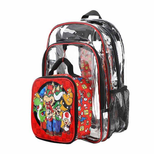 Picture of Super Mario Characters Youth 5 pc Clear Backpack Set