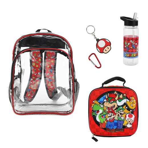 Picture of Super Mario Characters Youth 5 pc Clear Backpack Set
