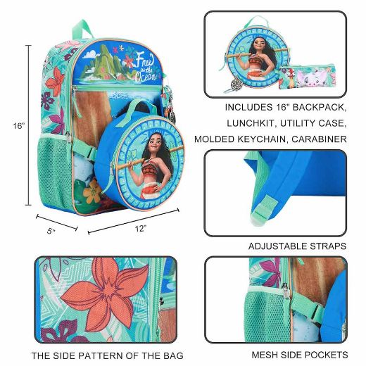 Picture of Disney Moana Free the Ocean 5 pc Youth Backpack Set
