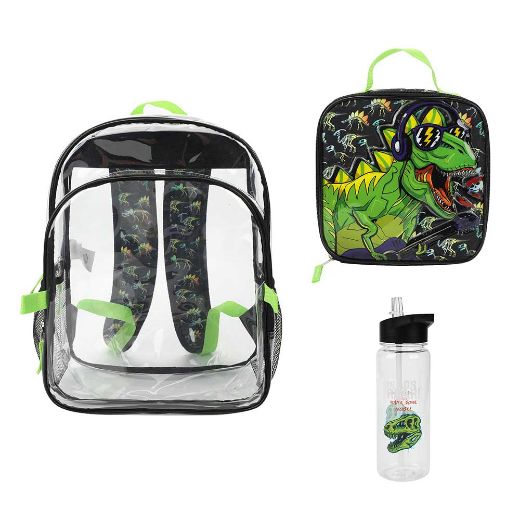 Picture of Bioworld Dinosaur 3 pc Clear Backpack Set