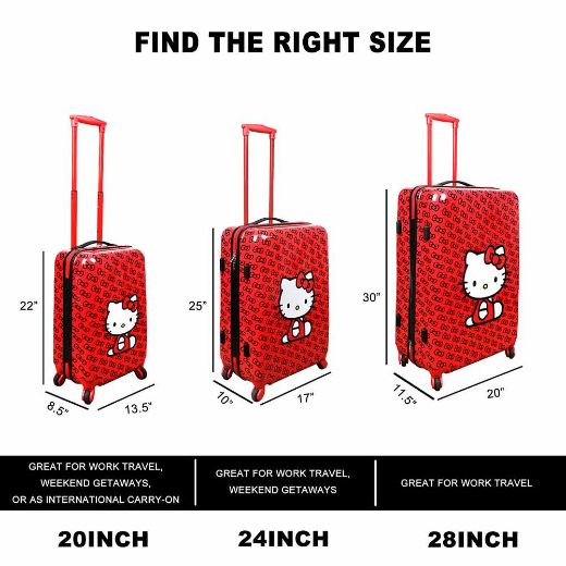 Picture of Hello Kitty Red Bow 3 Piece Luggage Set