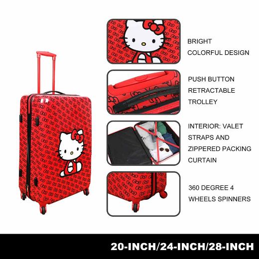 Picture of Hello Kitty Red Bow 3 Piece Luggage Set