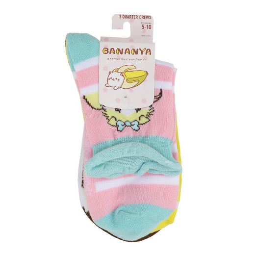 Picture of Bananya Junior's 3 Pair Quarter Crew Socks