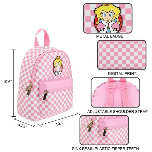 Picture of Super Mario Princess Peach Checkered Mini Backpack
