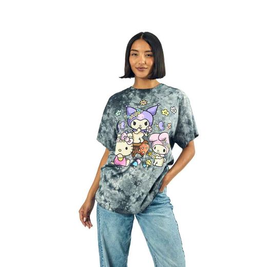 Picture of Hello Kitty & Friends Charcoal Wash Oversized Juniors Tee
