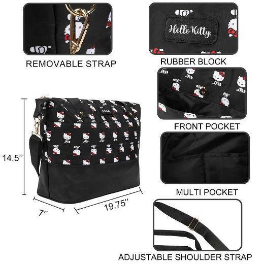 Picture of Hello Kitty AOP Black Travel Duffle Bag