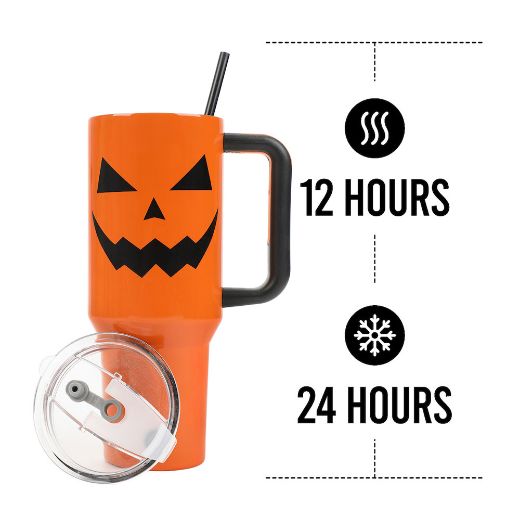 Picture of Bioworld Jack-O-Lantern 40 oz. Stainless Steel Tumbler