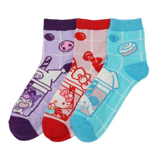 Picture of Hello Kitty & Friends 3 Pair Quarter Crew Box Set