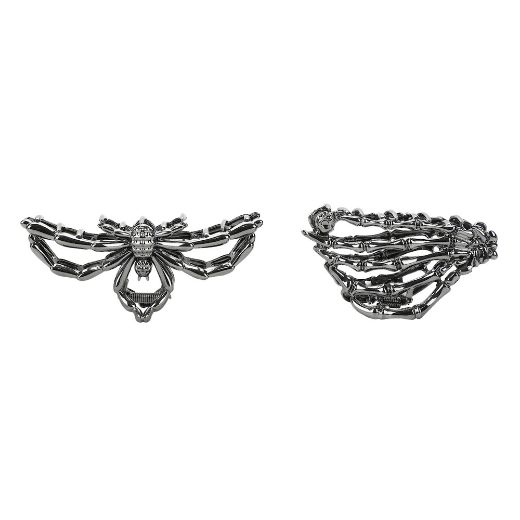 Picture of Bioworld Halloween Spider & Skeleton Hair Clip Set
