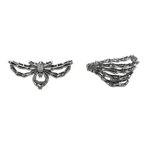 Picture of Bioworld Halloween Spider & Skeleton Hair Clip Set