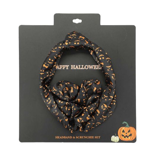 Picture of Bioworld Halloween Jack-O-Lantern Headband & Scrunchie Set