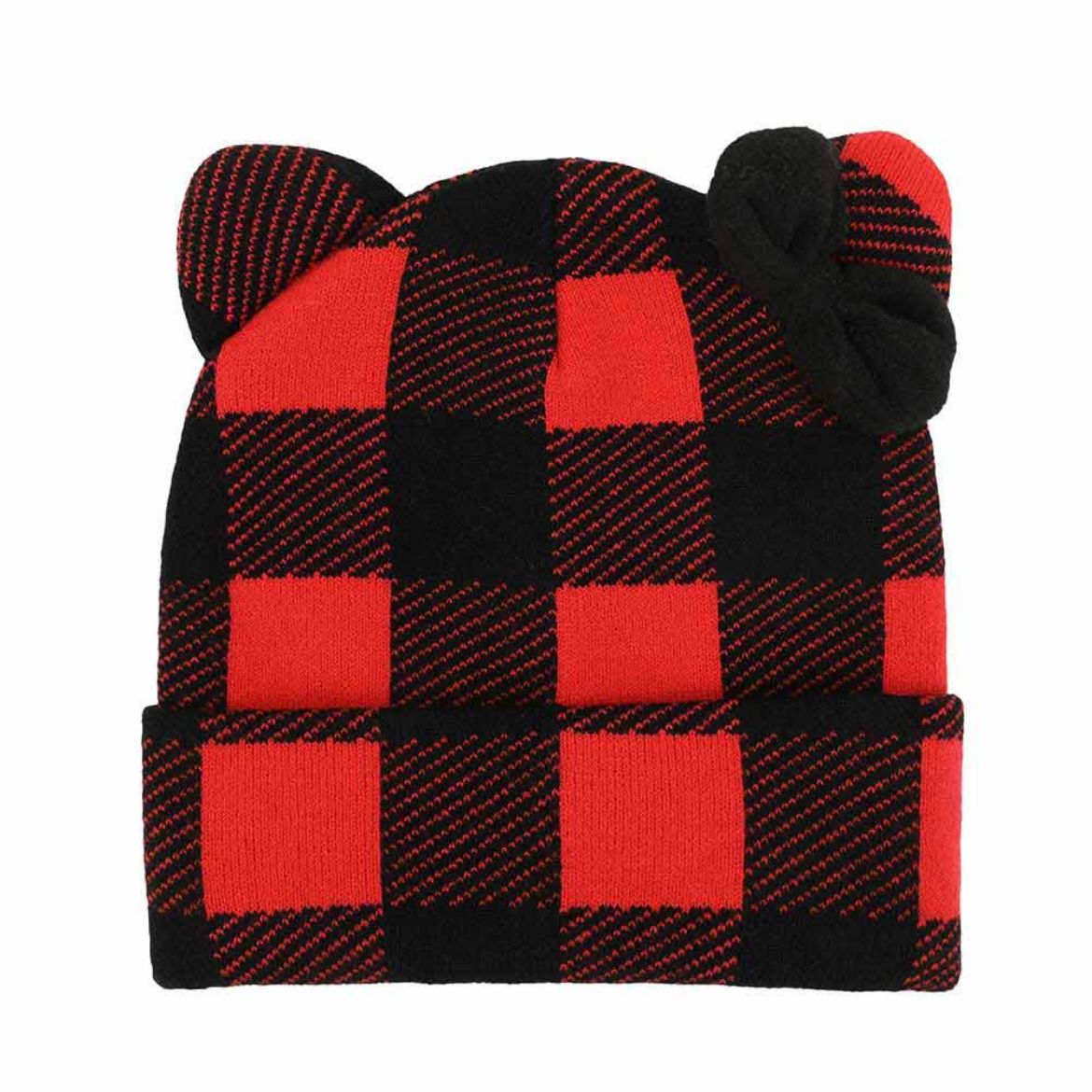 Picture of Hello Kitty Buffalo Plaid 3D Cuff Beanie