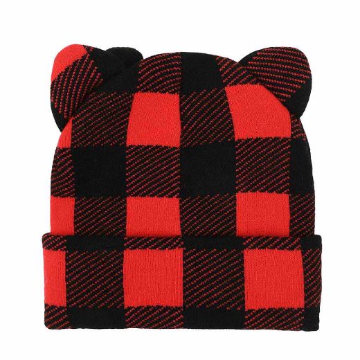 Picture of Hello Kitty Buffalo Plaid 3D Cuff Beanie