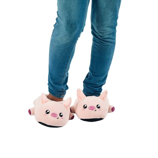 Picture of Bioworld Pink Pig Youth 3D Plush Slippers