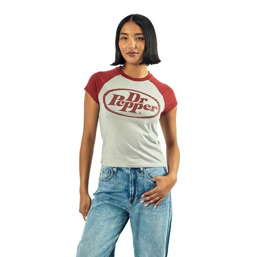 Picture of Dr.Pepper Raglan Juniors Cropped Baby Tee