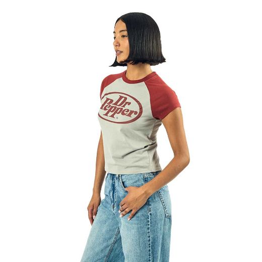 Picture of Dr.Pepper Raglan Juniors Cropped Baby Tee