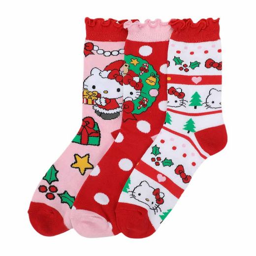 Picture of Hello Kitty Christmas Junior's 3 Pair Crew Box Set
