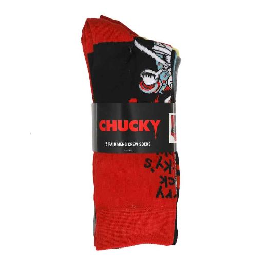 Picture of Chucky Mixed Character Adult 5 Pair Crew Socks
